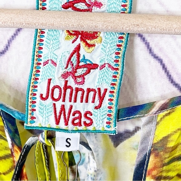 Johnny Was Floral Multicolor Flash Tie 3/4-Sleeve Printed Tunic Top Small NWT - Picture 4 of 8